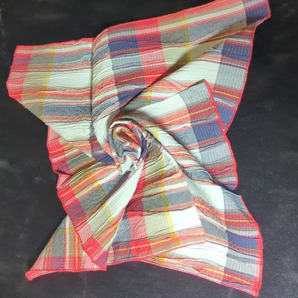 Red & Blue Plaid Cotton Gauz Bandana